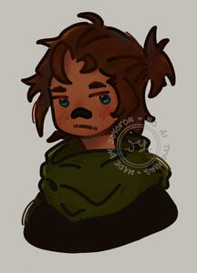 rendered digital chibi bust-up of joyoron's persona based on the mercenary, naib subedar from the video game identity 5.